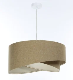 Discount BPS Koncept Hängeleuchte Stoff E27 D: 45 cm rund Beige Stoff Modern