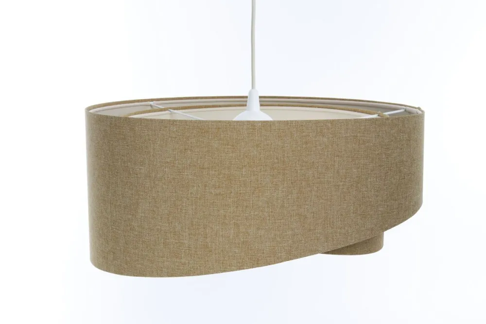 Discount BPS Koncept Hängeleuchte Stoff E27 D: 45 cm rund Beige Stoff Modern