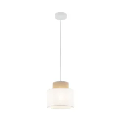Clearance TK Lighting Hängeleuchte Stoff Jute E27 Ø 20 cm H: max. 160 cm Weiß Natur