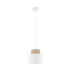 Clearance TK Lighting Hängeleuchte Stoff Jute E27 Ø 20 cm H: max. 160 cm Weiß Natur