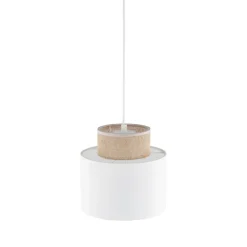 Clearance TK Lighting Hängeleuchte Stoff Jute E27 Ø 20 cm H: max. 160 cm Weiß Natur