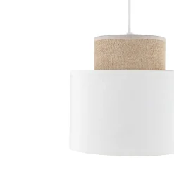Clearance TK Lighting Hängeleuchte Stoff Jute E27 Ø 20 cm H: max. 160 cm Weiß Natur