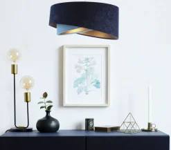 BPS Koncept Hängeleuchte Stoff rund Ø 50 cm Velours Optik Modern MARLON* Bürolampen|Schlafzimmer Lampen