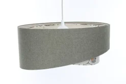 Online BPS Koncept Hängeleuchte Stoff rund D: 50 cm E27 Grün Weiß Floral