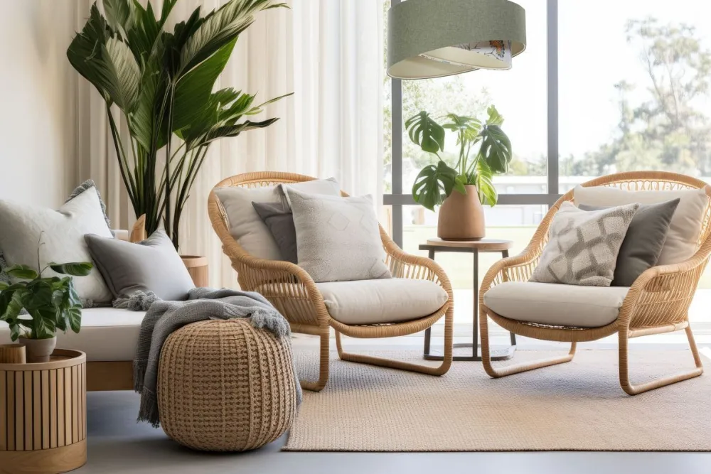 Online BPS Koncept Hängeleuchte Stoff rund D: 50 cm E27 Grün Weiß Floral