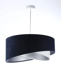 BPS Koncept Hängeleuchte Stoff Schirm Ø 50 cm E27 in Blau Weiß Silber* Hängelampen|Bürolampen