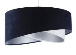 BPS Koncept Hängeleuchte Stoff Schirm Ø 50 cm E27 in Blau Weiß Silber* Hängelampen|Bürolampen