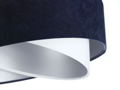 BPS Koncept Hängeleuchte Stoff Schirm Ø 50 cm E27 in Blau Weiß Silber* Hängelampen|Bürolampen