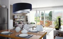 BPS Koncept Hängeleuchte Stoff Schirm Ø 50 cm E27 in Blau Weiß Silber* Hängelampen|Bürolampen