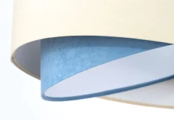 BPS Koncept Hängeleuchte Stoff Velours Optik rund Ø 50 cm E27 Creme Blau* Hängelampen|Bürolampen