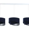 BPS Koncept Hängeleuchte Stoff Velours Optik 3x E27 Weiß Blau Silber* Hängelampen|Bürolampen