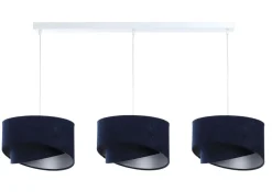 BPS Koncept Hängeleuchte Stoff Velours Optik 3x E27 Weiß Blau Silber* Hängelampen|Bürolampen