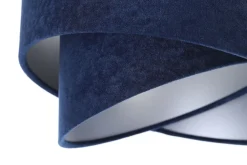 BPS Koncept Hängeleuchte Stoff Velours Optik 3x E27 Weiß Blau Silber* Hängelampen|Bürolampen