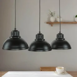 Discount Luminex Hängeleuchte SVEN in Schwarz 3-flmg