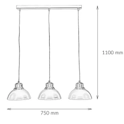 Discount Luminex Hängeleuchte SVEN in Schwarz 3-flmg