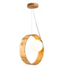 New Elstead Hängeleuchte Teak Holz Furnier Glas Ø 35 cm Ring E27
