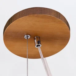 New Elstead Hängeleuchte Teak Holz Furnier Glas Ø 35 cm Ring E27