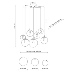 Discount TK Lighting Hängeleuchte verstellbar B: max. 4 m Rauchglas 7x E27