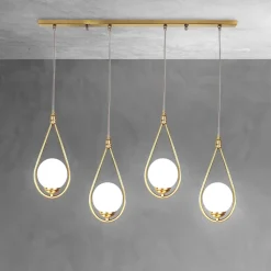 Sale Giovanni Battista Hängeleuchte verstellbar Echt-Messing Glas 4-flammig E14