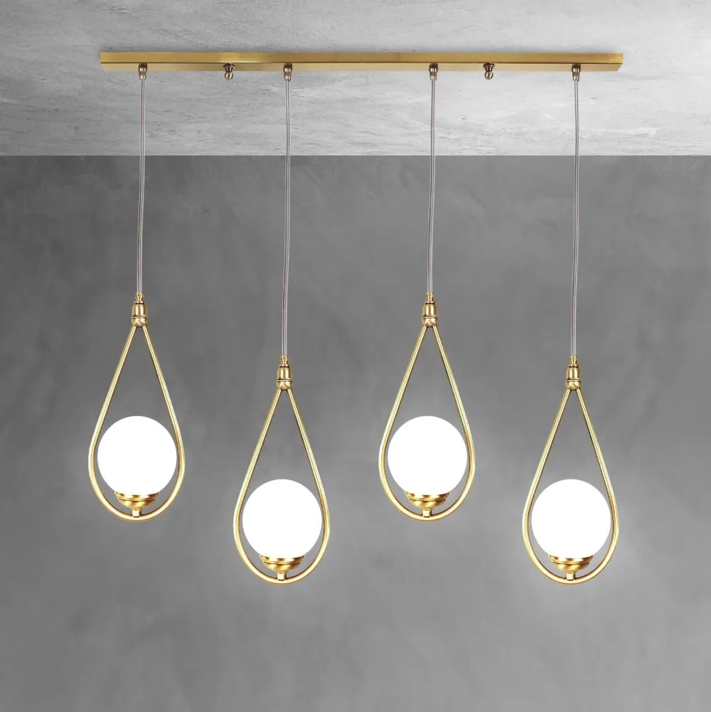 Sale Giovanni Battista Hängeleuchte verstellbar Echt-Messing Glas 4-flammig E14