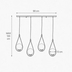 Sale Giovanni Battista Hängeleuchte verstellbar Echt-Messing Glas 4-flammig E14