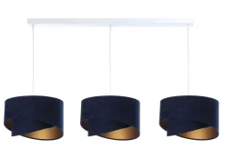 BPS Koncept Hängeleuchte verstellbar 3-flammig E27 Weiß Blau Gold E27* Bürolampen|Wohnzimmerlampen