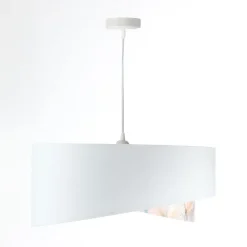 BPS Koncept Hängeleuchte Weiß Creme E27 rund Ø 50 cm Stoff Velours Optik