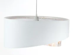 BPS Koncept Hängeleuchte Weiß Creme E27 rund Ø 50 cm Stoff Velours Optik