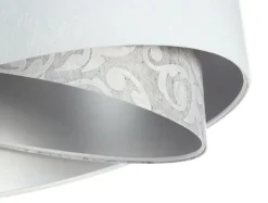 BPS Koncept Hängeleuchte Weiß Grau Silber E27 rund D: 50 cm Stoff* Hängelampen|Bürolampen