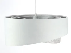 BPS Koncept Hängeleuchte Weiß Grau Silber E27 rund D: 50 cm Stoff* Hängelampen|Bürolampen