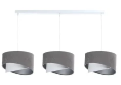 BPS Koncept Hängeleuchte Weiß Grau Silber E27 Stoff 3-flammig verstellbar* Bürolampen|Wohnzimmerlampen