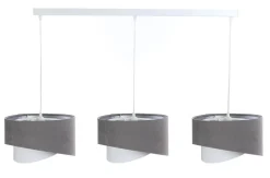 BPS Koncept Hängeleuchte Weiß Grau Silber E27 Stoff 3-flammig verstellbar* Bürolampen|Wohnzimmerlampen