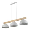 Clearance TK Lighting Hängeleuchte Weiß Metall Holz 3-flammig 118 cm breit E27