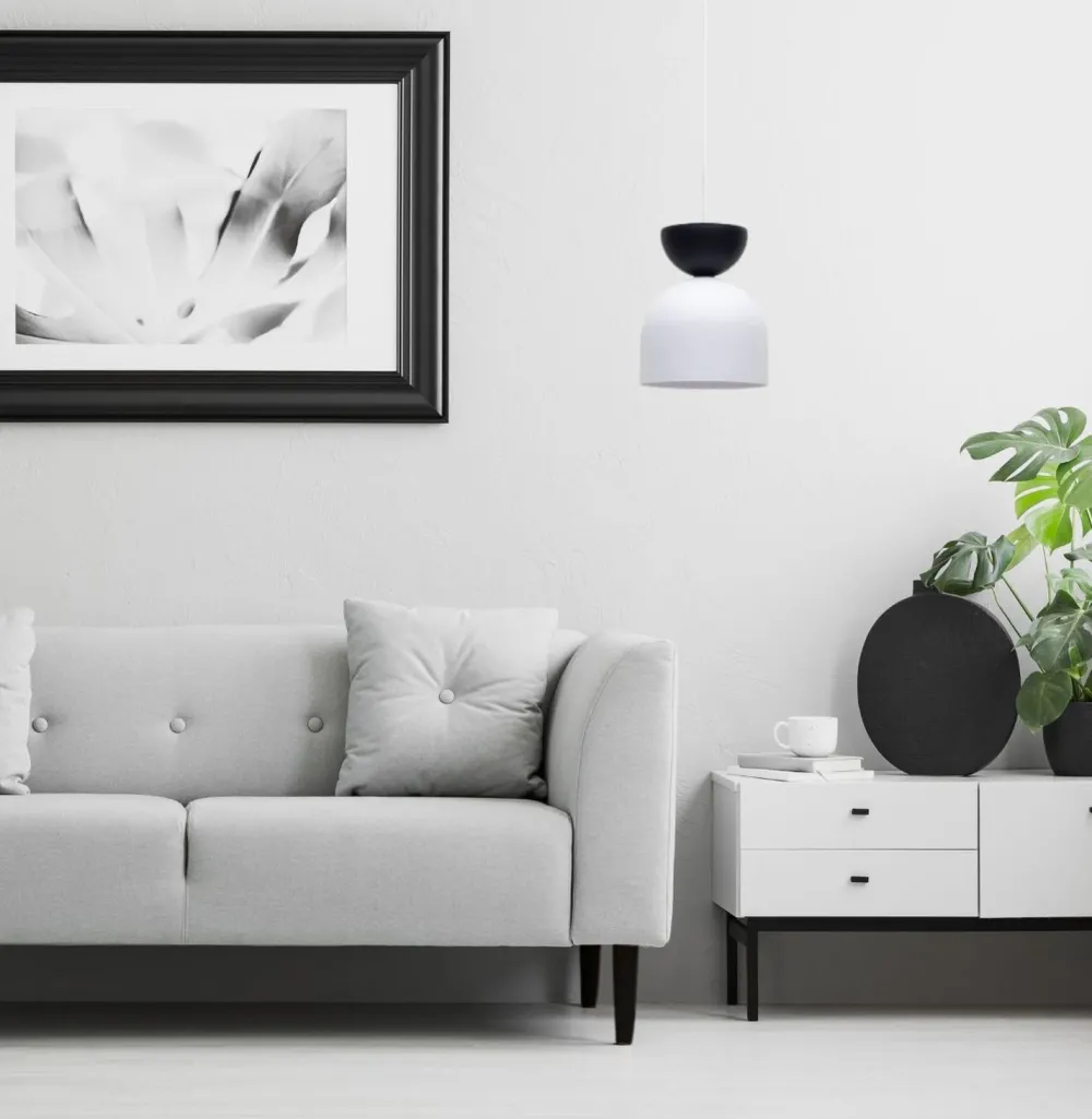 Hot Belis Hängeleuchte Weiß Schwarz Metall Ø17 cm Minimalistisch