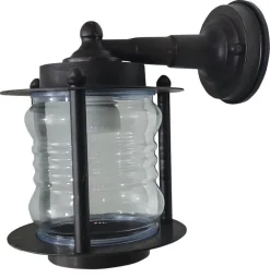 Lido Hoflampe Schwarz Antik Echt-Messing Glas H: 24 cm IP23 E27