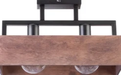 Sigma Holz Deckenlampe Metall Schwarz E27 2-flammig L:40 cm* Flurlampen|Moderne Lampen