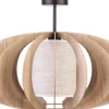 Sigma Holz Deckenleuchte Eiche Beige Stoff E27 Ø44 cm rund* Holzlampen|Moderne Lampen