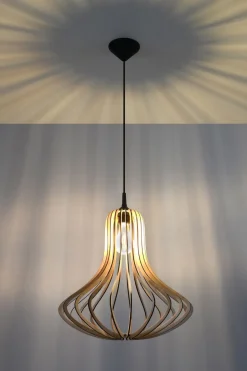 Sollux Holz Hängelampe LILAH Ø40cm wohnlich E27 Esstisch* Hängelampen|Wohnzimmerlampen