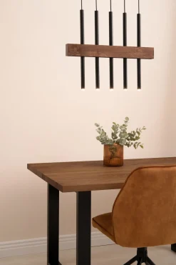 Best Sigma Holz Pendelleuchte Schwarz Metall wohnlich G9 Zylinder