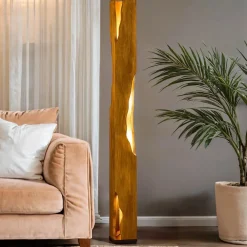 Eco-Light Holz Stehlampe Skandinavisch 141 cm klein E27 wohnlich* Metall Lampen|Holzlampen