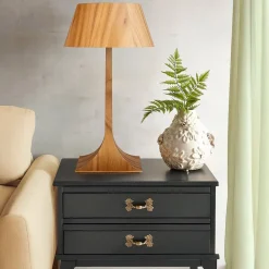 New Elstead Holz Tischlampe Modern Holz 53 cm Teak Furnier E27