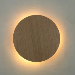 Hot TK Lighting Holz Wandlampe rund Ø 30 cm flach indirektes Licht