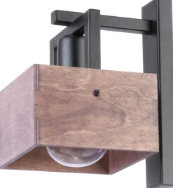 Online Sigma Holz Wandleuchte Schwarz Metall E27 T:21 cm natürlich