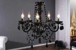 New Invicta Interior Imposant Pendellampe Klassisch E14 Schwarz Acryl