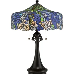 Elstead Imposante Tischlampe Tiffany Stil Zugschalter 69cm* Tischlampen|Schlafzimmer Lampen