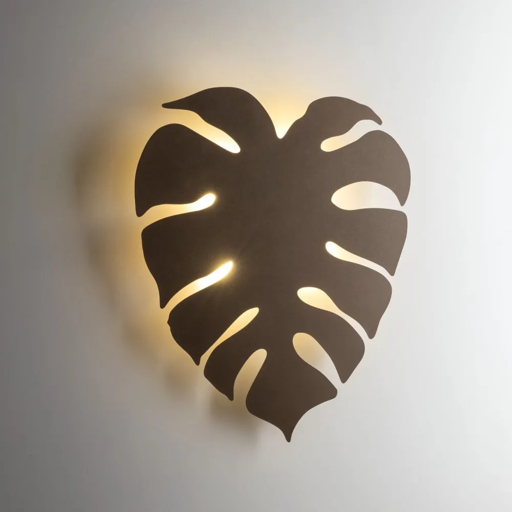 TK Lighting Indirekte Wandleuchte Metall Braun H: 54 cm 3x G9 Blatt* Wandleuchten|Flurlampen