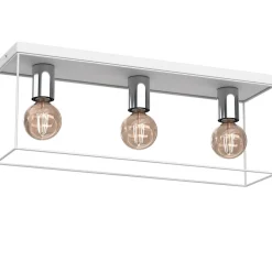 Discount Luminex Industrial Deckenlampe Metall in Weiß Chrom L:55 cm E27