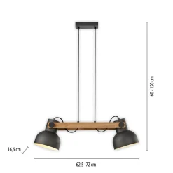 Just Light Industrial Pendelleuchte Holz Metall E27 flexibel