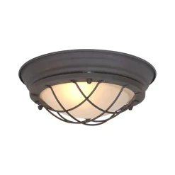 Steinhauer Industrie Deckenlampe Metall Glas Braun Weiß Ø29 cm E27* Deckenleuchten|Badezimmer Lampe