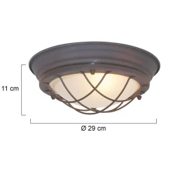 Steinhauer Industrie Deckenlampe Metall Glas Braun Weiß Ø29 cm E27* Deckenleuchten|Badezimmer Lampe